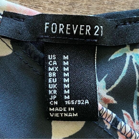 Forever 21 T Back Tank Top Floral Racerback Medium Flowy - Picture 2 of 9